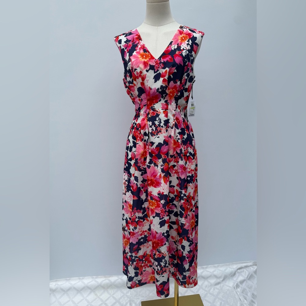 Kensie Women's Colorful Floral-Print V-Neck A-Line Dress Size 4 - Picture 6 of 16